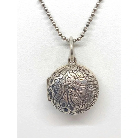 Silpada Sterling Dragon Locket on Ball Chain - Picture 1 of 6